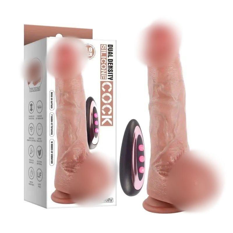 Пеніс з вібрацією, вібро імітатор фаллоса Vscnovelty Dual-Layered Nature-Feel з присоскою та пультом, фото 1