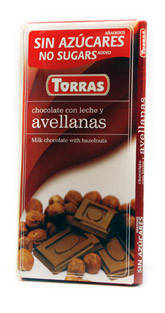 Молочний шоколад Torras з фундуком без цукру , 75 гр, фото 2