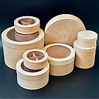 Коробка з букового шпону кругла 12*12 см з глухою кришкою, фото 4