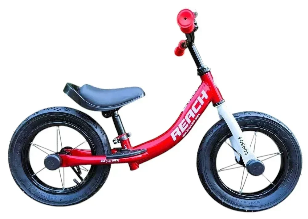 Біговел 12" дюймів Corso Reach (надувні колеса, підніжка, підставка для ніг, дзвінок) RC-2055-14 червоний, фото 1