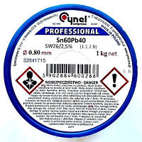 Припой Cynel с флюсом 1кг 0,8мм Sn60Pb40