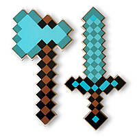 Діамантовий Набір Іграшок Майнкрафт з фанери 2 шт. Меч 26 см. Сокира 25 см. Minecraft