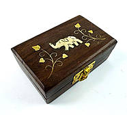 Дерев'яна скринька з палісандра "Слон удачі" з інкрустацією 21611, фото 4