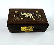 Дерев'яна скринька з палісандра "Слон удачі" з інкрустацією 21611, фото 5
