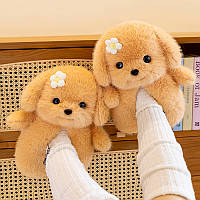 Плюшевые комнатные домашние тапочки в виде собачки, тапки для девочек Собачка 38-39 размер 24 см