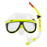 Набор маска с трубкой для подводного плавания ныряния Dolvor Универсальный размер Желтый (М213-1+SN52)