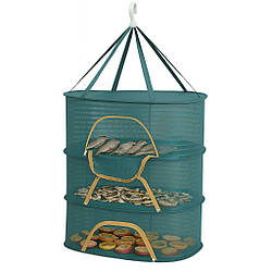 Складна сітка для сушіння риби 60х40х60см, 3 яруси / Підвісна сушарка для грибів / Сітка сушка для фруктів