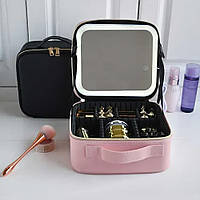 Косметичка дорожня з LED дзеркалом (26х23х11см), Чорна