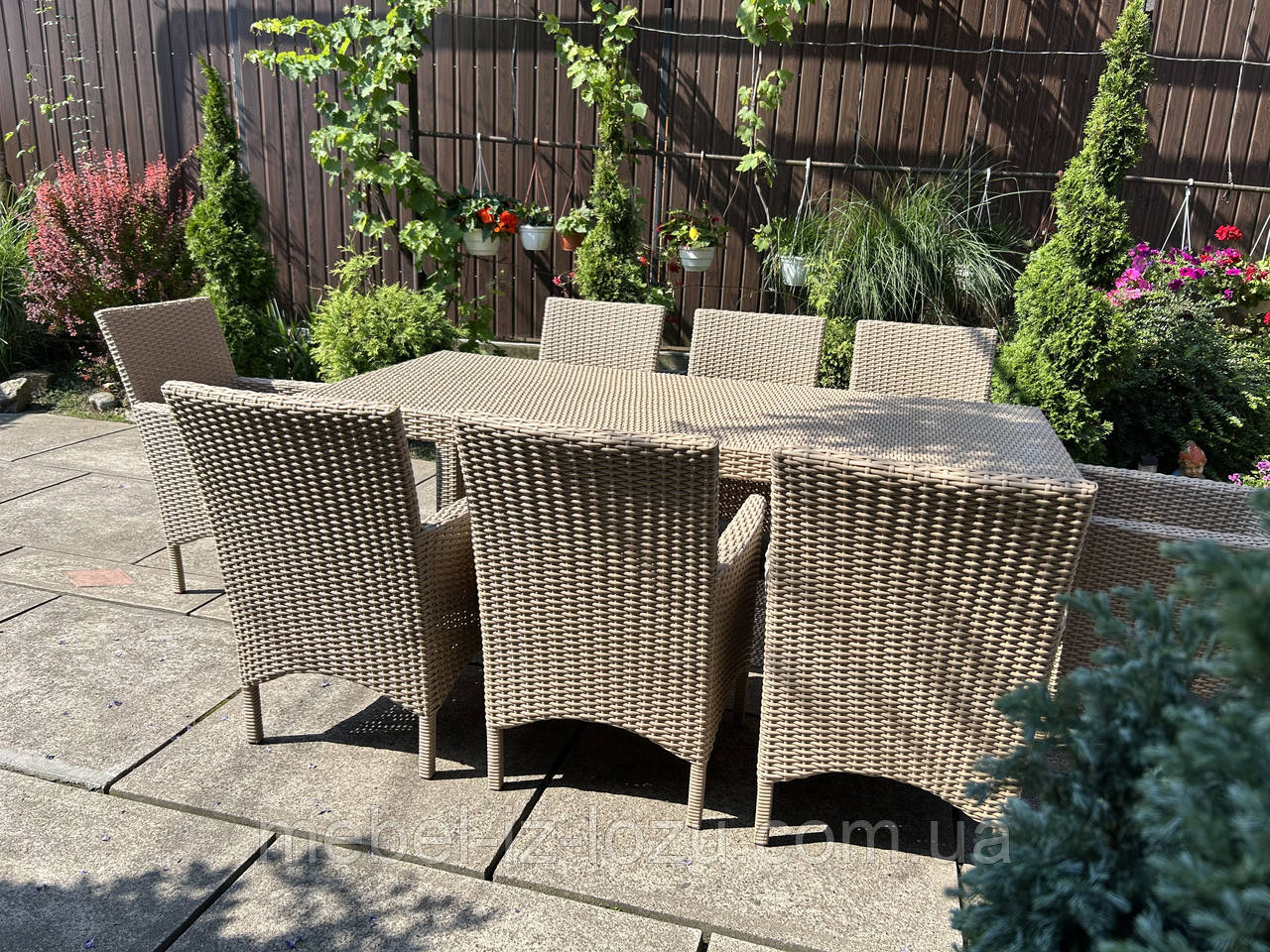 Набір з Техноротанга на 8 осіб +стіл 2*90, фото 1