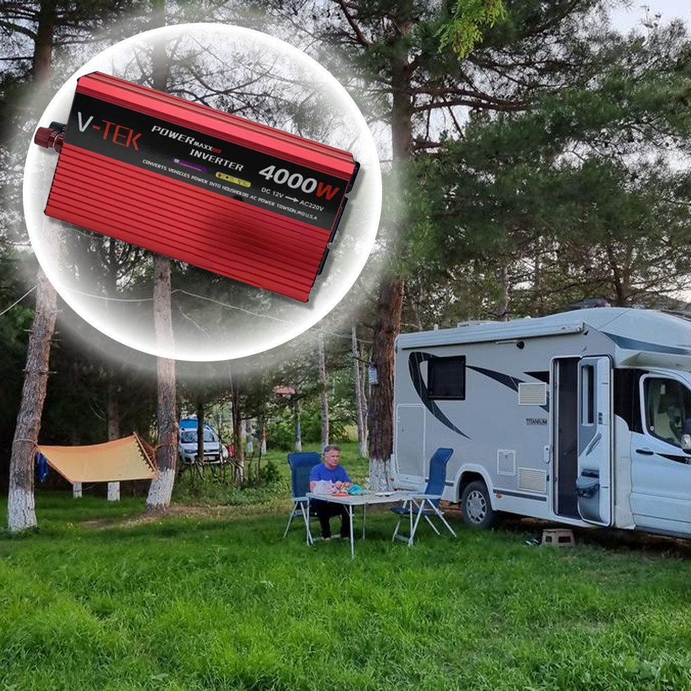 Автомобільний інвертор 4000Вт, 12V-220V + LED-екран, USB, V-TEK, фото 1