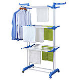 Багатоярусна сушарка для білизни до 40 кг (172х73х64) Garment Rack With Wheels, фото 2