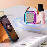 Дитяче караоке з 2-ма мікрофонами К12, 10Вт, Рожевий