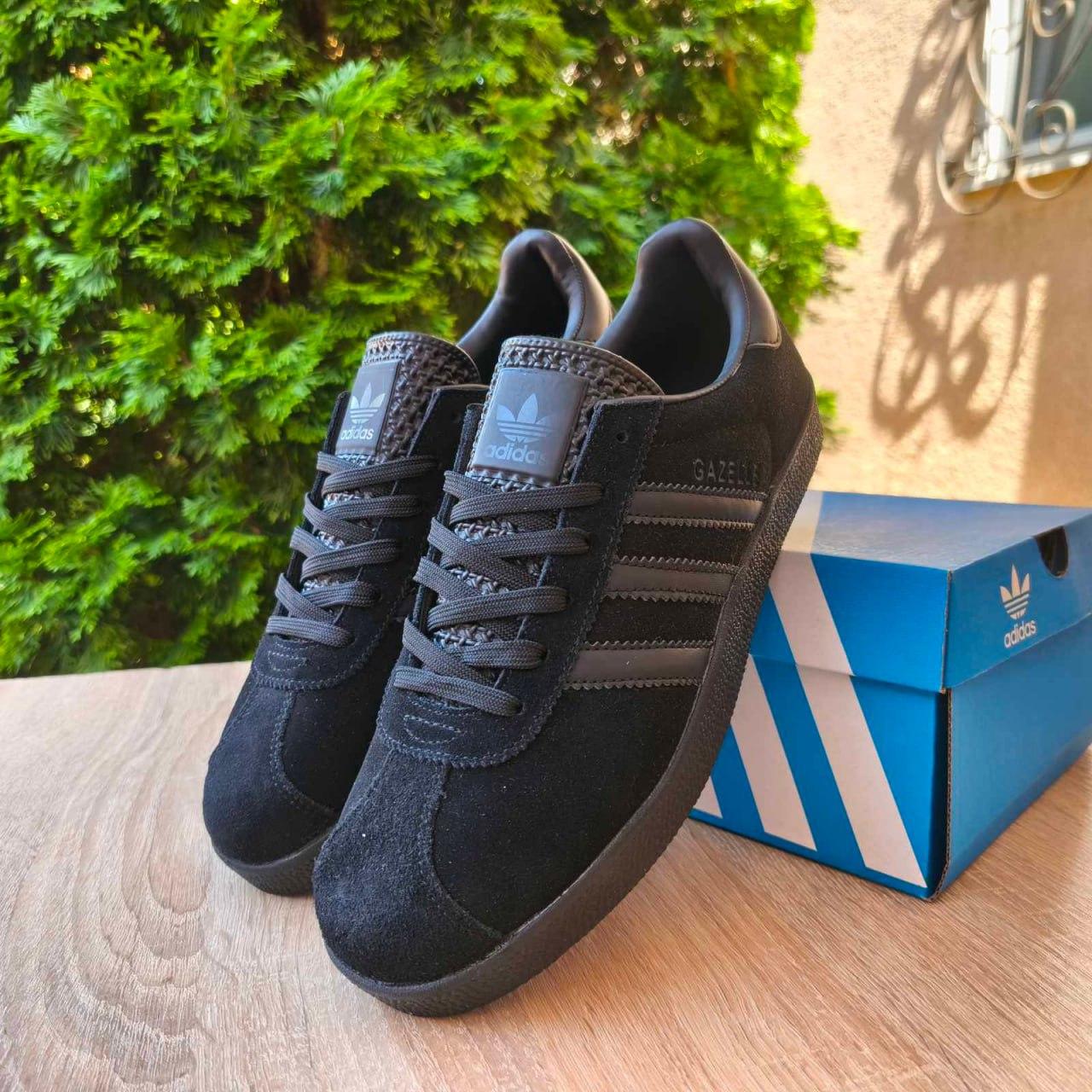 Чоловічі кросівки Adidas Gazelle Black Чорні Кеди Адідас Газель замшеві демісезон, фото 1