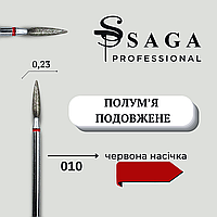 Фреза алмазна "Полум'я" подовжене Saga Professional d 0,23 мм червона насічка