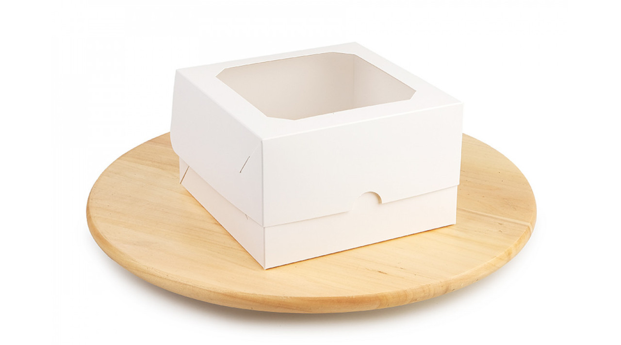 Коробка для бенто-торта, 170*170*105 мм│НФ│, з вікном, біла, фото 1