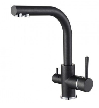 Змішувач кухня дві води AqvaSanita Akvaduo 2663-601 BlackMetal, фото 1