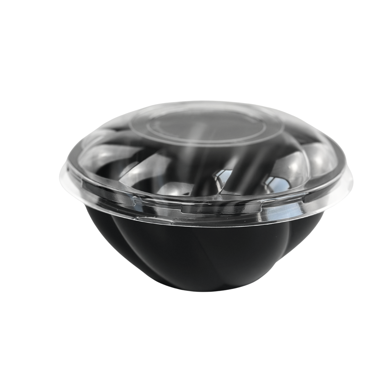 Контейнер з кришкою для салатів черний 1200 мл (1/уп/25/шт), салатник для доставки їжі