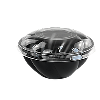 Контейнер з кришкою для салатів черний 1200 мл (1/уп/25/шт), салатник для доставки їжі
