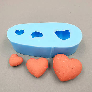 Силіконовий молд 3д Сердечка No2 — 3 шт.