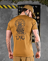 Мужская футболка с милитари принтом на спине, руны, материал кулир, рисунок шелкография