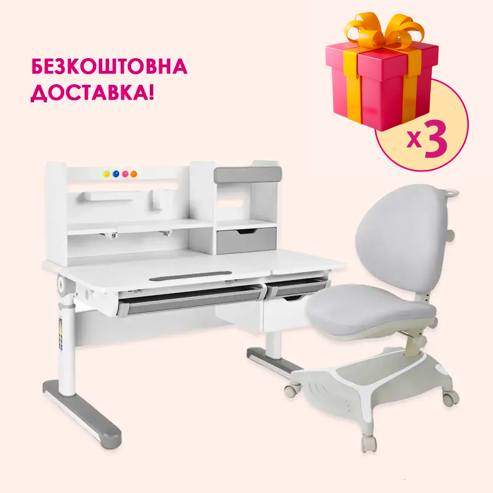 Комплект меблів FunDesk Sentire Grey + FunDesk Adonis Grey