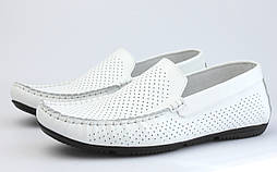М'які білі мокасини шкіряні натуральні перфоровані без підкладки літнє чоловіче взуття Rosso Avangard Perf White