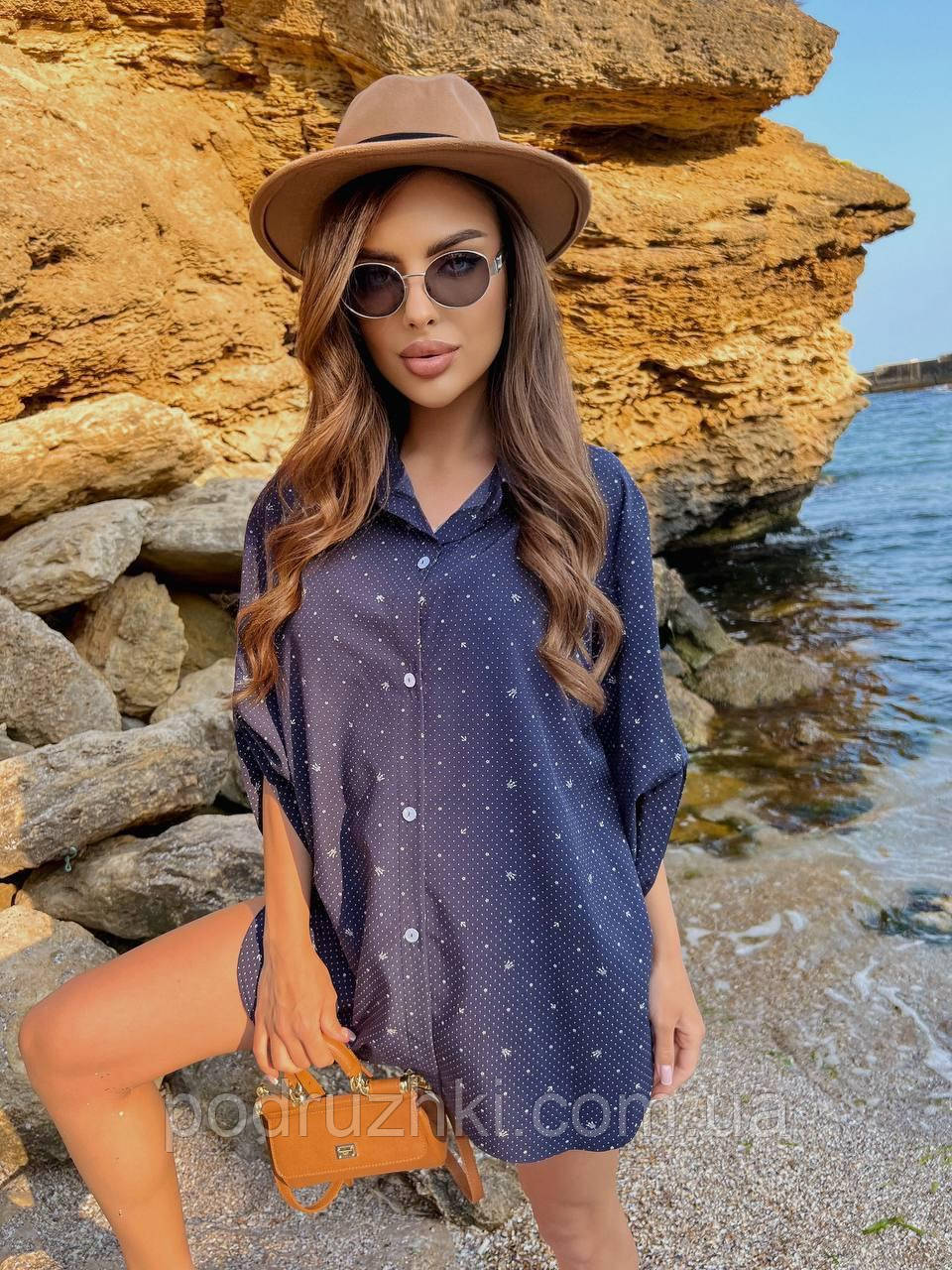 Легка стильна сорочка оверсайз | Софт принтований | Розміри SM (42-46), LXL (48-50), фото 1