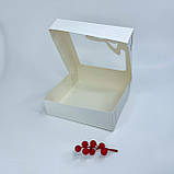 Коробка для зефіру, 200*200*60 мм, з вікном "метелик", біла, фото 2