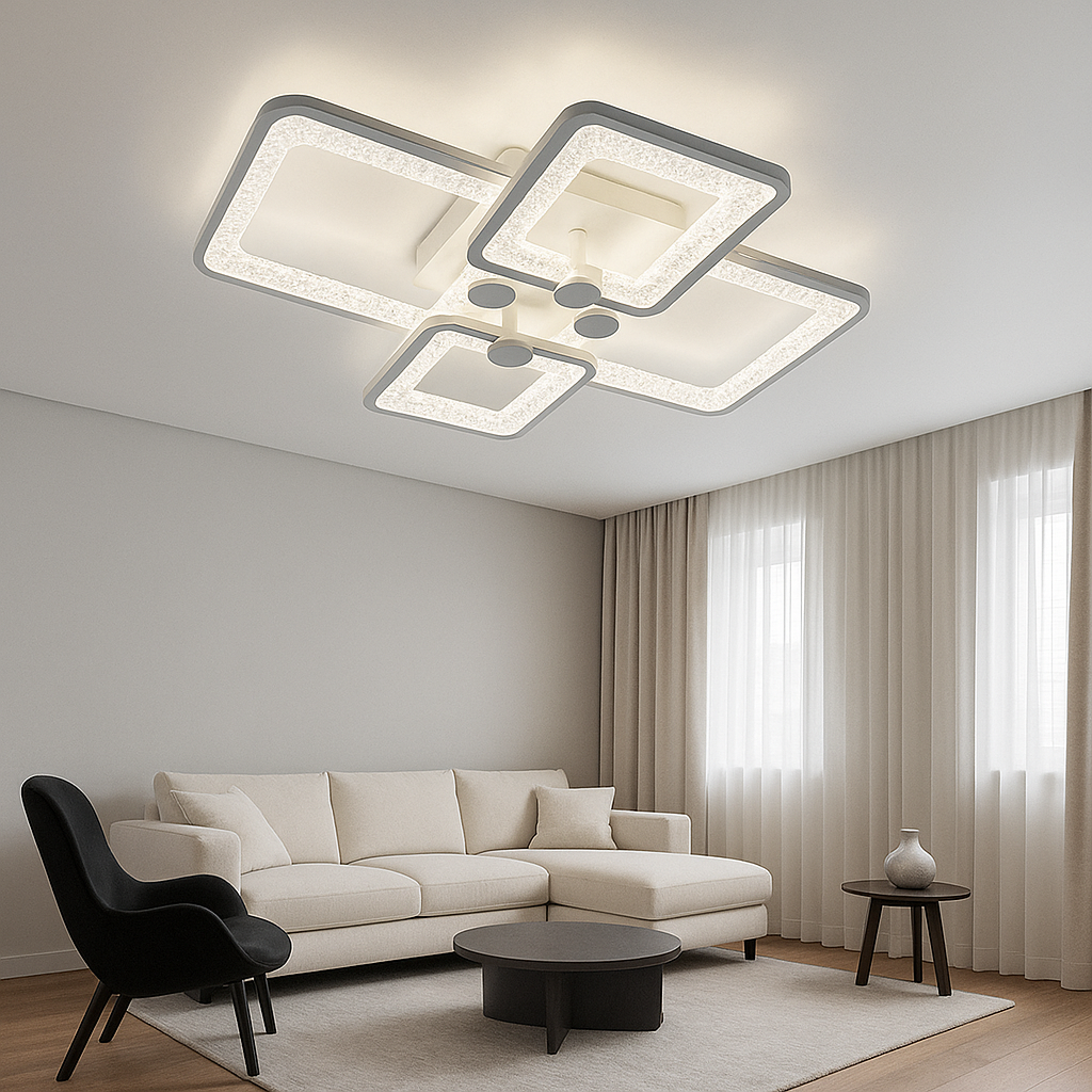 Квадратна Led люстра до 15м² з пультом та додатком (TIRE 60W 4S-APP)