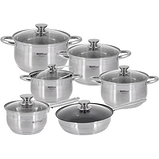 Набір кастрюль з скляними кришками Hoffner HF-4441 (12 предметів, 5 шарове дно, сталь), фото 2