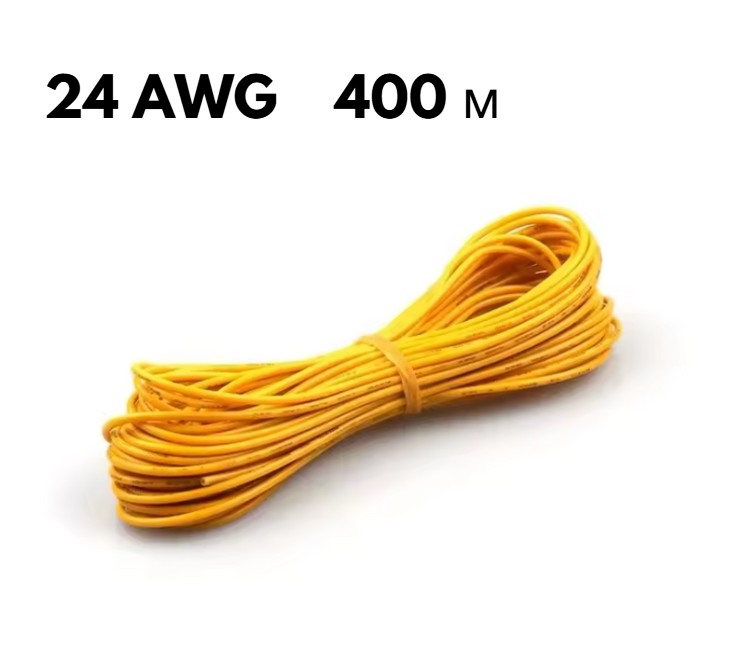 Провід у м'якій силіконовій оболонці жовтий 24 AWG 400 м, фото 1