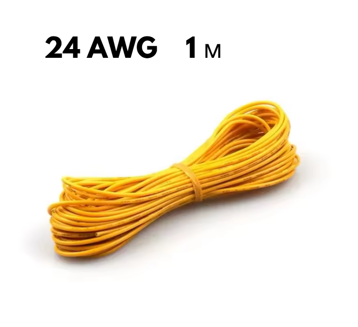 Провід у м'якій силіконовій оболонці жовтий 24 AWG 1 м, фото 1