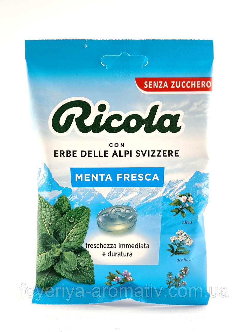 Льодяники м'ятні без цукру Ricola Menta Fresca 70 г (Швейцарія)