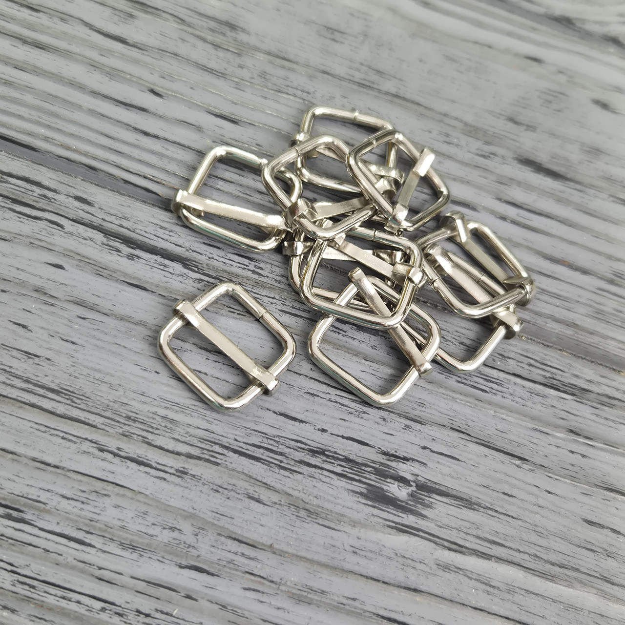 Пряжка регулятор перетяжка 15х15х2.5 мм Никель, фото 1