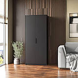 Універсальна підлогова закрита шафа для одягу двостулкова з ЛДСП Шафи розпашні сучасні, фото 2