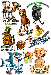 №026 Аркуш А4 кольорові наліпки - Tralalero Tralala