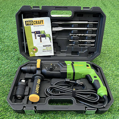 Перфоратор Procraft BH1100DFR (900 Вт, 3.2 Дж, SDS PLUS) у кейсі. Перфоратор Прокрафт BH-1100 DFR