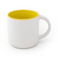 Чашка SELENA 350 мл керамическая матовая, белая, желтая внутри, от 10 шт
