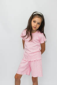 Дитяча піжама для дівчинки футболка + шорти інтерлок-пеньє