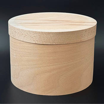 Коробка подарункова з букового шпону кругла 23*12 см з глухою кришкою
