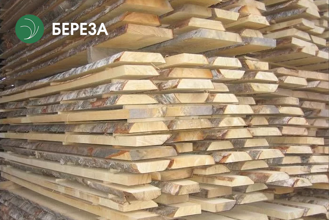 Дошка необрізна берези (поштучно), 32х270х2500 мм, 1 ґатунок