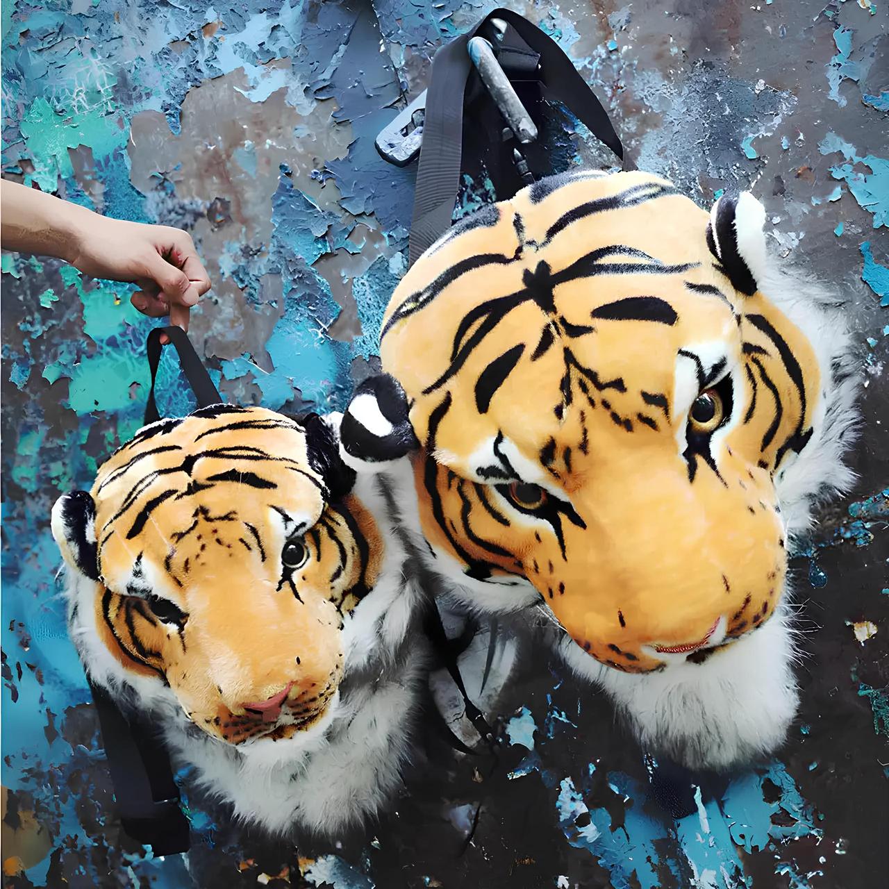 Плюшевий рюкзак 3D з головою тигра RESTEQ великий оригінальний рюкзак для дітей та підлітків