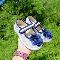 Мокасини WALDI білі з чорним квіткою спереду ДШ