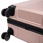 Надійна валіза із замком пластикова Wings PEAFOWL 97 л на колесах, розмір L, висувна ручка, колір рожевий, фото 9