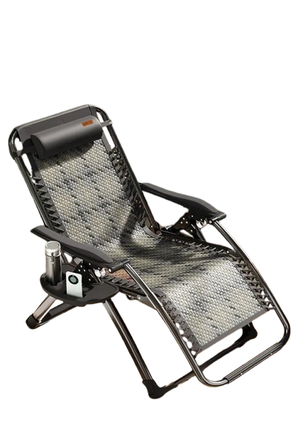 Розкладне крісло шезлонг | Чорний | навантаження до 150 кг | витримує 150 кг | WCG S10 | для вдома, на дачі, або в подорожі