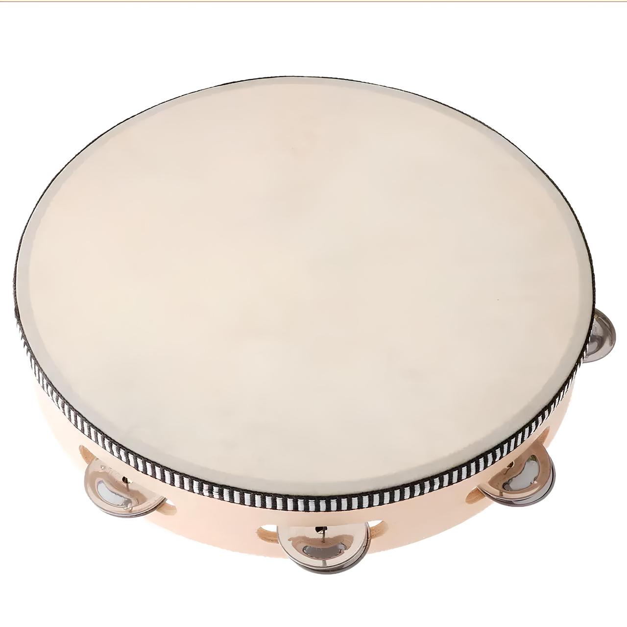Бубон RESTEQ діаметром 25 см (10 дюймів) з металевими дзвіночками — ударний музичний інструмент для музикантів, оркестру, ансамблю