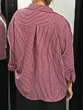 Сорочка жіноча подовжена в смужку на ґудзиках Стильна класична жіноча сорочка оверсайз норма батал, фото 2