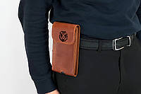 Шкіряний чохол футляр для телефону з петлею на ремінь/ Коричневий чохол для телефону/ Чохол з натуральної шкіри для смартфона