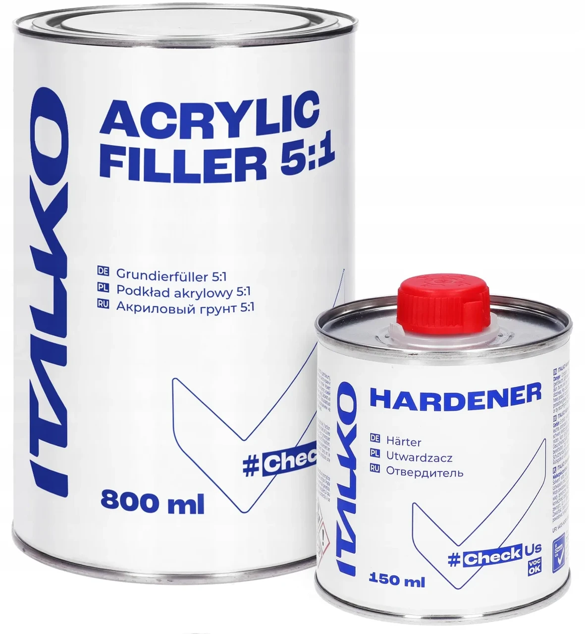 Грунт акриловий графітовий Italko 5+1 0.8 л + затверджувач 0.15 л, фото 1