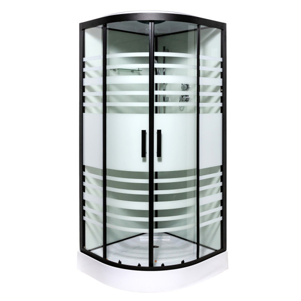 Душовий бокс Insana Talija 90x90x215 см на низькому піддоні чорний прозоре скло з візерунком розпашні двері